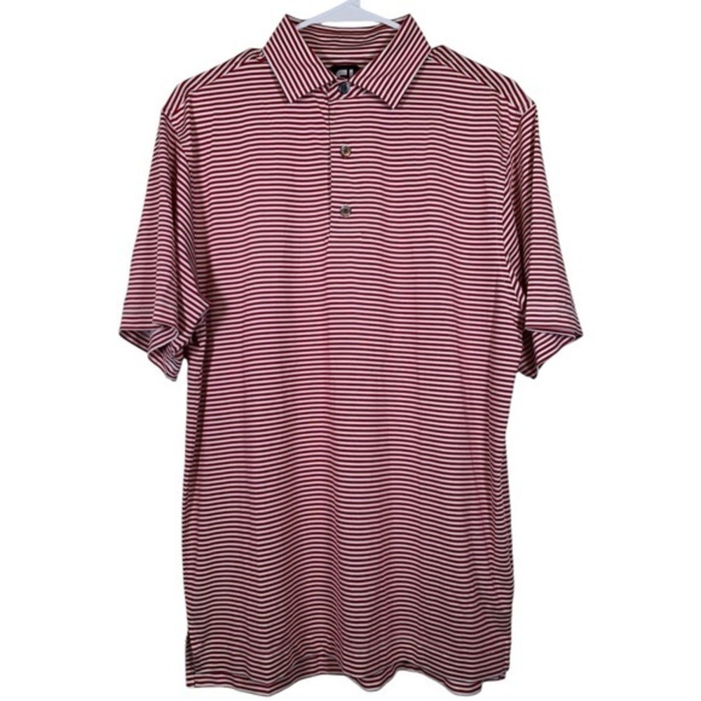 Footjoy Golf Red White Stripe Polo Pullover Shirt Size Small EUC #VEG-0074